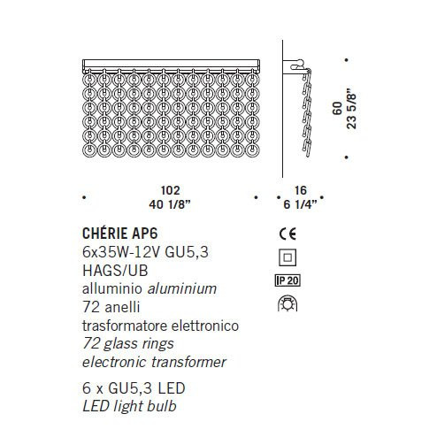 Настенный светильник De Majo CHERIE AP6 0CHER0A-6