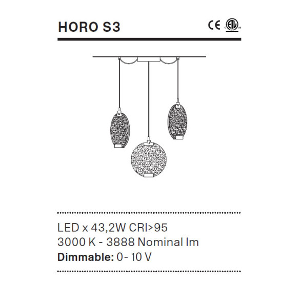 Подвесной светильник Masiero HORO S3 G18 / VD