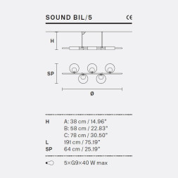 Подвесной светильник Masiero SOUND BIL5 G12