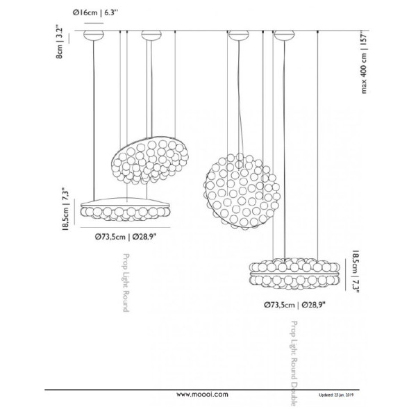 Подвесной светильник MOOOI Prop light Round Double MOLPR1SD96WB