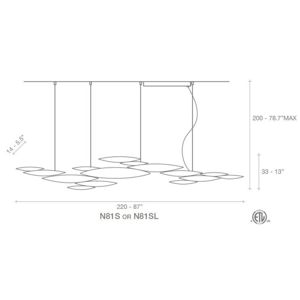 Подвесной светильник Terzani I Lucci Argentati N81S M2 C8 L