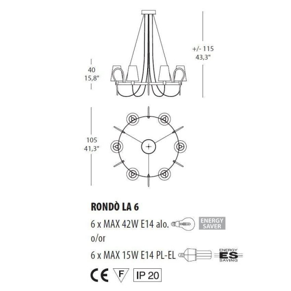 Люстра Evi Style Rondo' LA6 ES0181LA04NOAL