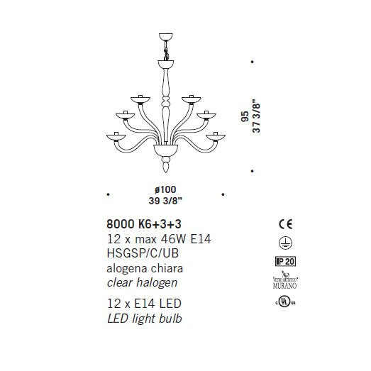 Люстра De Majo 8000 K6+3+3 080000K13