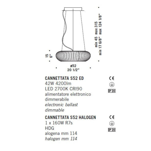 Подвесной светильник De Majo CANNETTATA S52 ED 0CANN0S53C