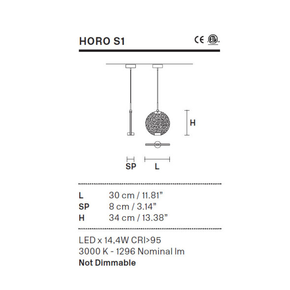 Подвесной светильник Masiero HORO S1 G18 / VD