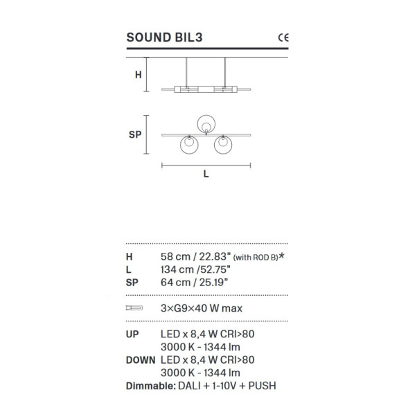 Подвесной светильник Masiero Sound BIL 3 G12 LED