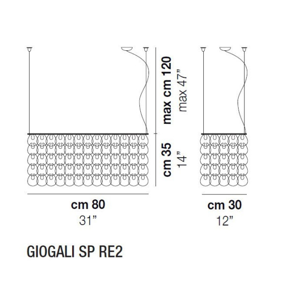 Подвесной светильник Vistosi Giogali SP RE2 E27 CR/TR CR