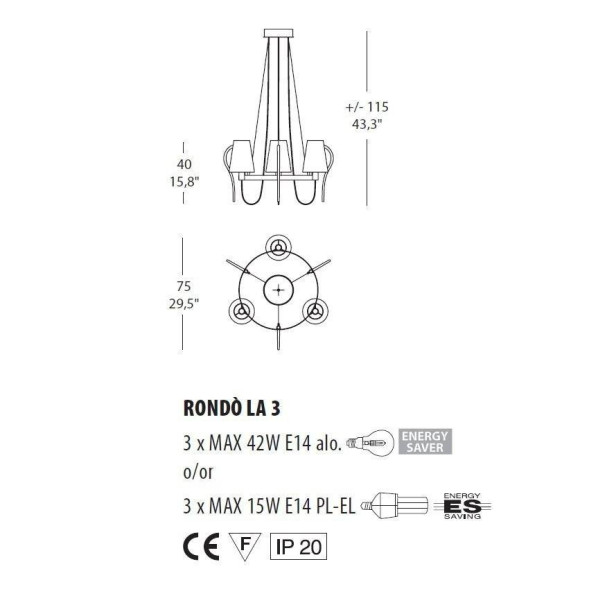 Люстра Evi Style Rondo' LA3 ES0180LA04AVAL