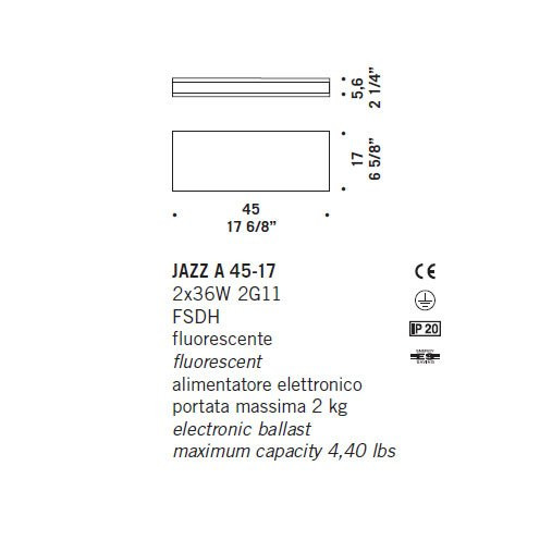 Настенный светильник De Majo JAZZ A 45–17 0JAZZ0A45