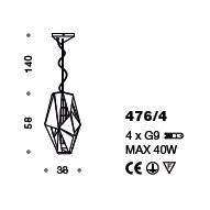 Подвесной светильник IDL Crystal rock 476/4 rustika