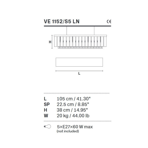 Подвесной светильник Masiero Impero &amp; Deco VE 1152/S5 LN