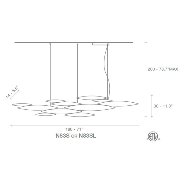 Подвесной светильник Terzani I Lucci Argentati N83S H4 C8 L