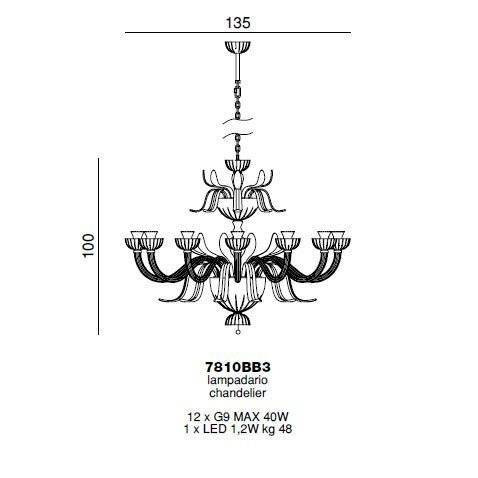 Люстра Beby Garden Party 7810BB3 Chrome Turquoise Capri SW Jet Turquoise