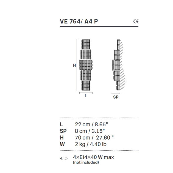 Настенный светильник Masiero Impero &amp; Deco VE 764 A4 P Cut