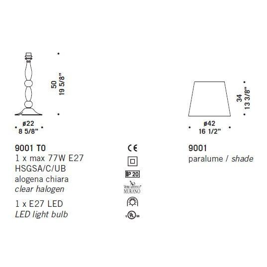 Настольная лампа De Majo 9001 T0 090010T00 + 5PARA0010
