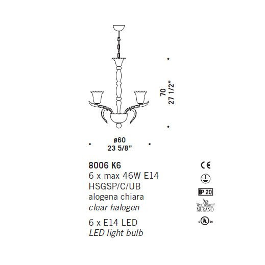 Люстра De Majo 8006 K6 080060K21