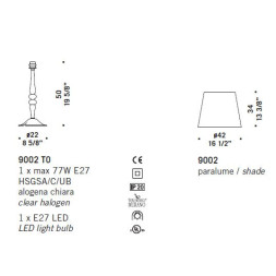 Настольная лампа De Majo 9002 T0 090020T00 + 5PARA0010