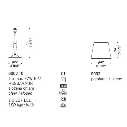 Настольная лампа De Majo 9002 T0 090020T00 + 5PARA0010