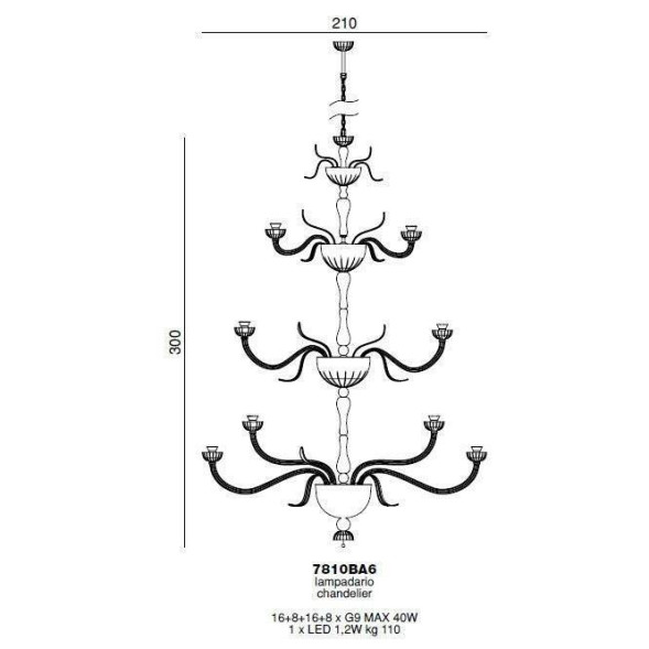 Люстра Beby Garden Party 7810BA6 Gold Multi glass SW Jet Turquoise