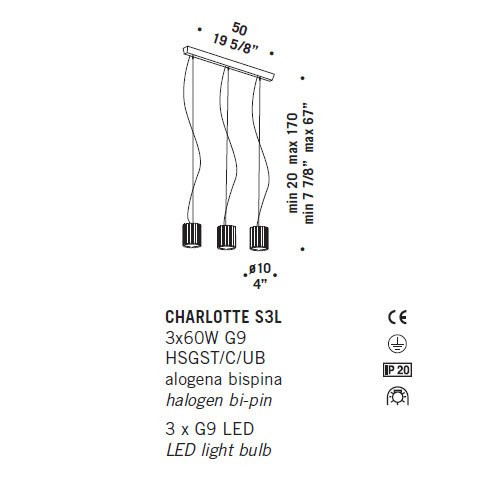 Подвесной светильник De Majo CHARLOTTE S3L 0CHAR0S30