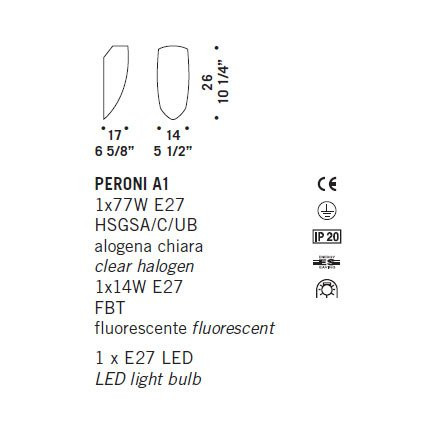 Настенный светильник De Majo PERONI A1 0PERO0A65 frosted+clear