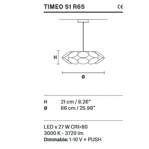 Подвесной светильник Masiero Timeo S1 R65 V54