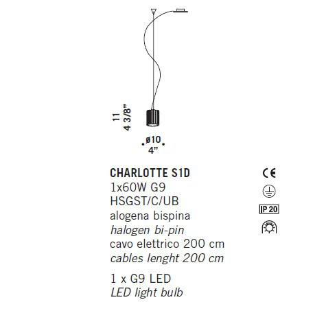 Подвесной светильник De Majo CHARLOTTE S1D 0CHAR0S10