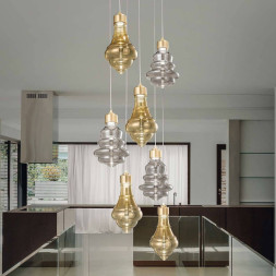 Подвесной светильник Evi Style Trottola Oro Ambra+Trasparente