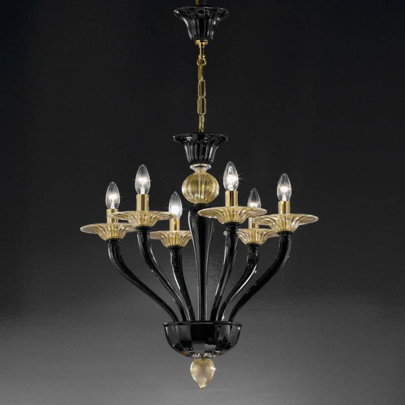 Люстра Vetri Lamp 1152/6 alto Nero/Oro 24 Kt