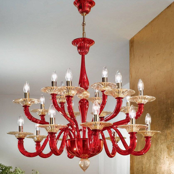 Люстра Vetri Lamp 1152/8+8/4 Rosso/Oro 24 Kt