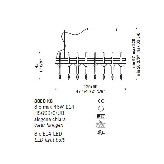 Люстра De Majo 8080 K8 080800K08