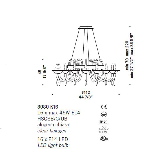 Люстра De Majo 8080 K16 080800K50