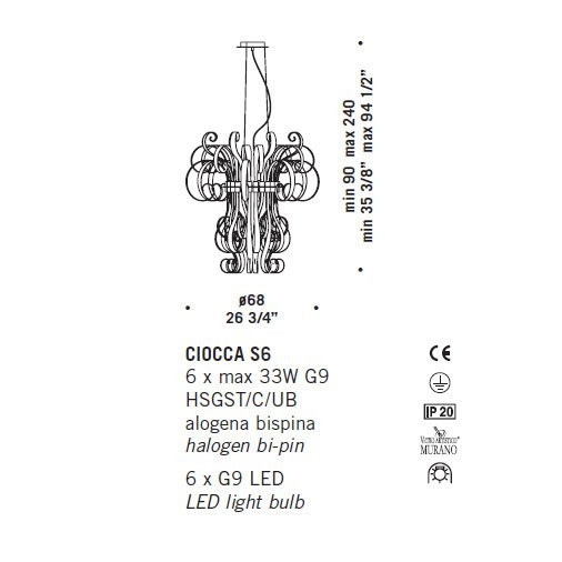 Подвесной светильник De Majo CIOCCA S6 0CIOC0S08
