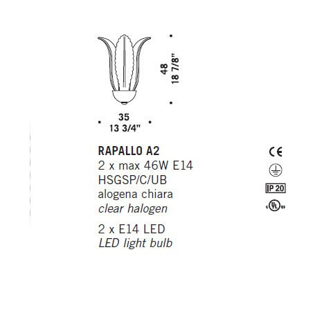 Настенный светильник De Majo RAPALLO A2 0RAPA0A20