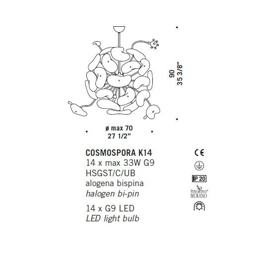 Подвесной светильник De Majo COSMOSPORA K14 0COSM0K-14