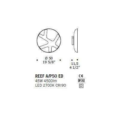 Настенный светильник De Majo REEF A/P50 ED 0REEF0A50