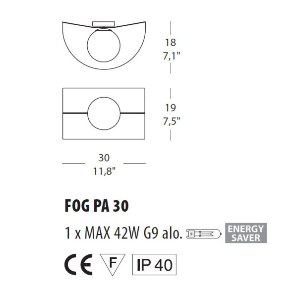 Настенный светильник Morosini Fog 30 PA 0200PA08BIAL