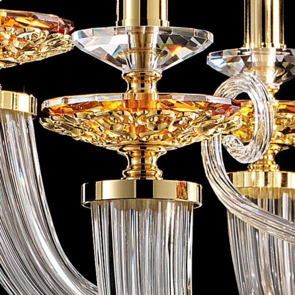 Люстра Euroluce Atalia L8+4 gold Amber