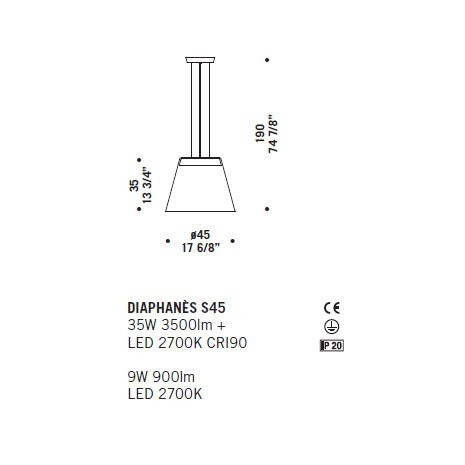Подвесной светильник De Majo DIAPHANES S45 ED 0DIAP0S45