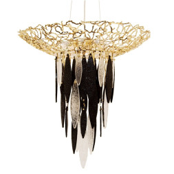 Подвесной светильник IDL Elite 596/8+1 light gold transparent+black