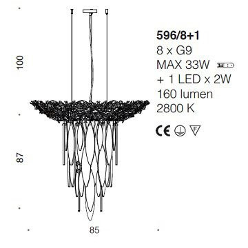 Подвесной светильник IDL Elite 596/8+1 light gold transparent+black
