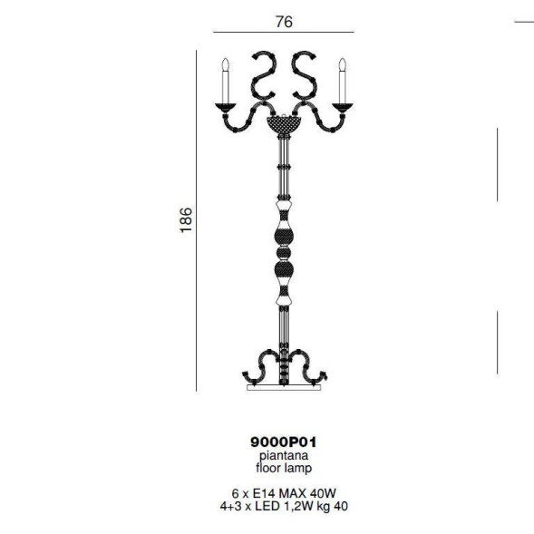 Торшер Beby Queen of Roses 9000P01 Light gold Swarovski Plaque