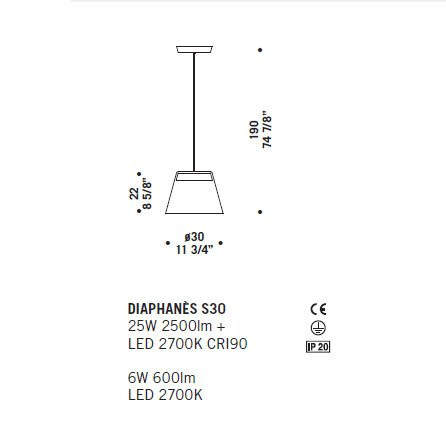 Подвесной светильник De Majo DIAPHANES S30 ED 0DIAP0S30