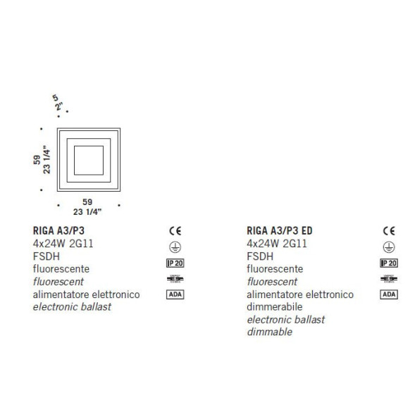 Настенный светильник De Majo RIGA A3/P3 0RIGA0P30