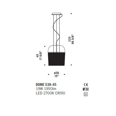 Подвесной светильник De Majo DOME S38-45 ED 0DOME0S30