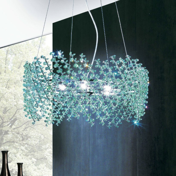 Подвесной светильник Renzo Del Ventisette L 14218/8 SW COL Aquamarine DEC. CROMO