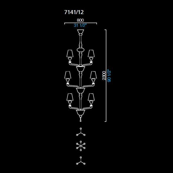 Люстра Barovier&amp;Toso Torpedo Nevada 7141/12/CC/BB