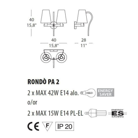 Бра Evi Style Rondo&#039; PA2 ES0180PA04BIAL