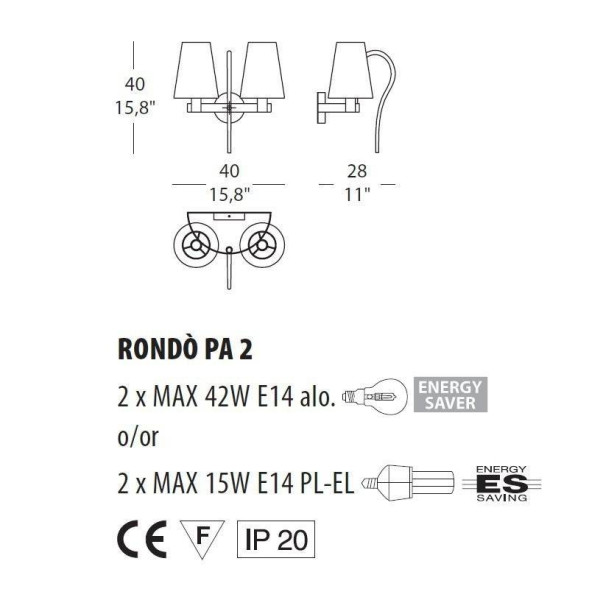 Бра Evi Style Rondo' PA2 ES0180PA04BIAL