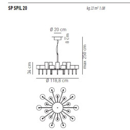 Люстры Axo Light Spillray SP SPIL 20 Grigio SPSPIL20GRCR12V